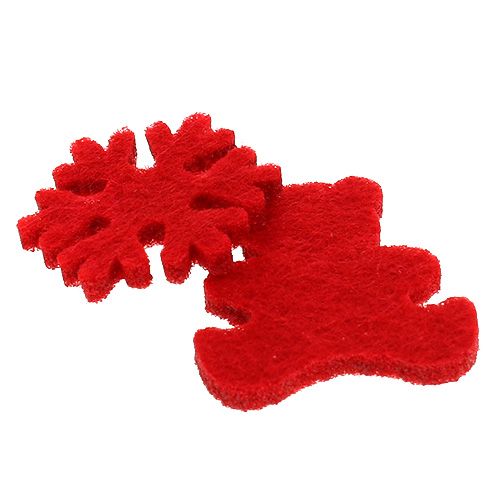 Floristik24 Taškinės dekoracijos veltinio figūrėlės raudonos 3cm 72 vnt