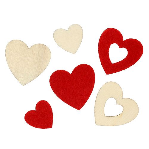 Išsklaidytos širdelės mix 2-3,5cm raudona, natūrali 110p