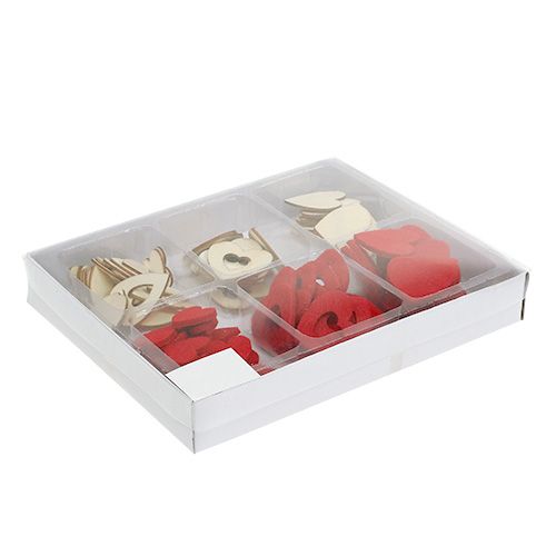 Floristik24 Išsklaidytos širdelės mix 2-3,5cm raudona, natūrali 110p