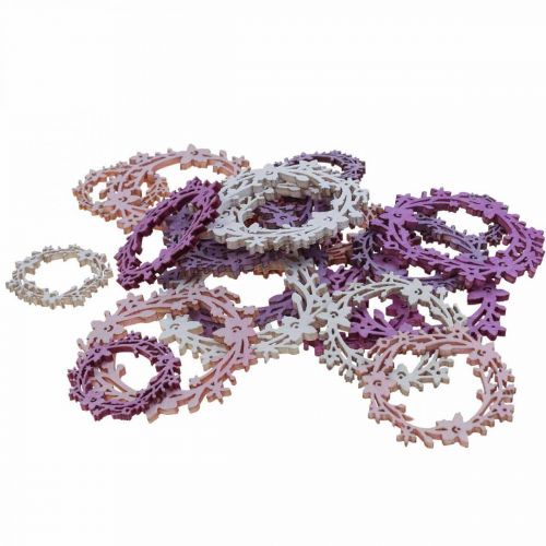 Floristik24 Išbarstytas dekoravimas medinis gėlių vainikas barstymo detalės pavasarinės spalvingos Ø3-5cm 24 vnt