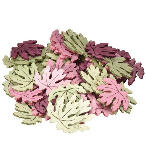 daiktų Taškinė apdaila mediena rudens lapai stalo dekoracija violetinė rožinė žalia 4cm 72 vnt