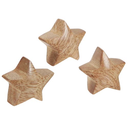 Dekoratyvinės medinės mini žvaigždutės Advento dekoracijos mango mediena 3 cm 9 vnt.