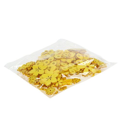 Floristik24 Išsklaidyta medinė gėlė geltona 2cm - 4cm 96psl