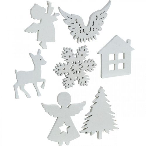 Floristik24 Papuošimas kalėdine medžio mišraine balta 4cm 72 vnt