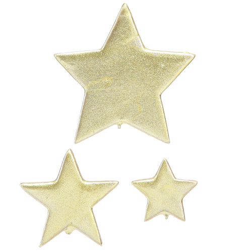 Išsklaidytos puošybos žvaigždės auksinės Ø3/5/7cm – 2 pasirinkimas – 44 vnt.
