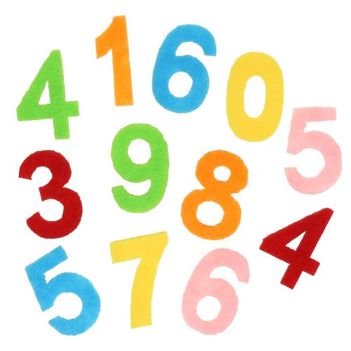Floristik24 Išmėtyti numeriai iš veltinio įvairių spalvų 3cm 150p