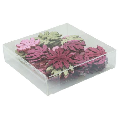 daiktų Taškinė apdaila mediena rudens lapai stalo dekoracija violetinė rožinė žalia 4cm 72 vnt