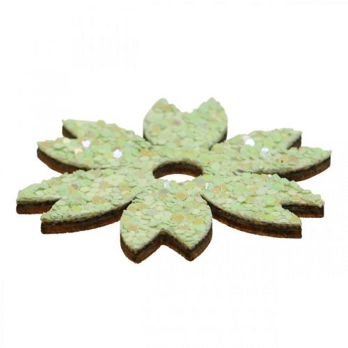 Dekoratyvinės dekoracijos medinės skeveldros Pavasarinės Velykos Žalia 2–4cm 64psl