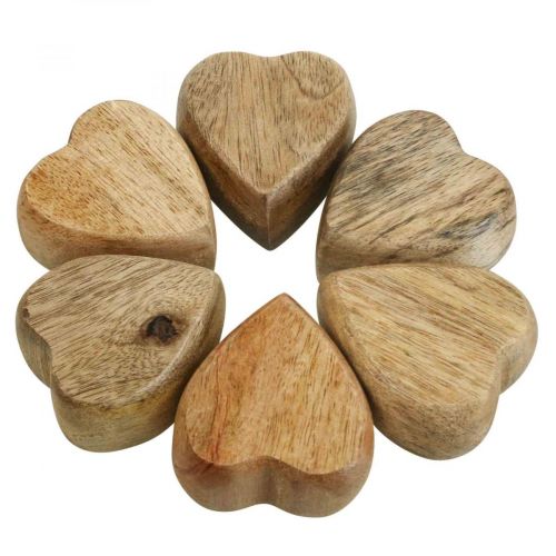 Floristik24 Taškinė dekoracija medinės širdelės stalo puošmena širdelė mediena gamta 5cm 6vnt
