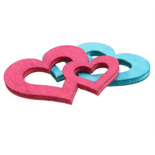 Floristik24 Išsklaidytos dekoracijos medinės širdelės spalvingos ast. 3cm x 4cm 72 vnt