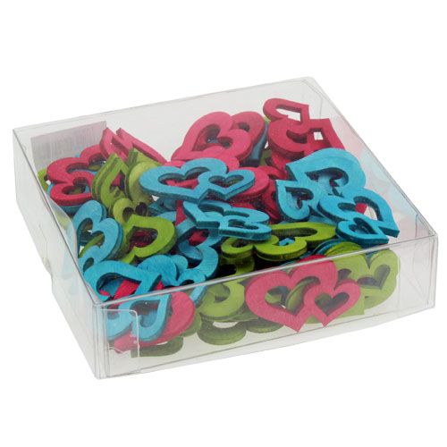 Floristik24 Išsklaidytos dekoracijos medinės širdelės spalvingos ast. 3cm x 4cm 72 vnt