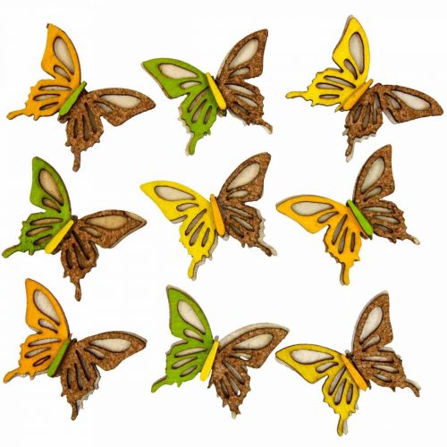 Floristik24 Išsklaidytos dekoracijos drugeliai medis žalia/geltona/oranžinė 3×4cm 24 vnt