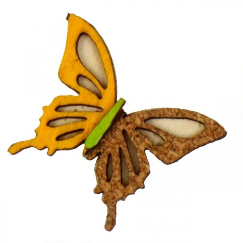 daiktų Išsklaidytos dekoracijos drugeliai medis žalia/geltona/oranžinė 3×4cm 24 vnt