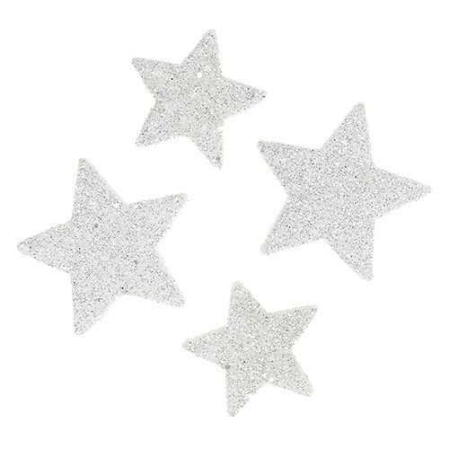 Floristik24 Išsklaidytos dekoravimo žvaigždės baltos su žėručiu 4-5cm 40p