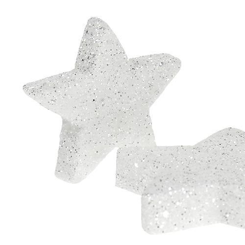 daiktų Išsklaidytos dekoravimo žvaigždės baltos su žėručiu 4-5cm 40 vnt