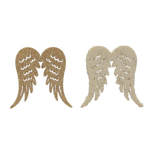 Floristik24 Taškinė dekoracija Kalėdiniai mediniai angelo sparnai blizgučiai 3×4cm 72psl