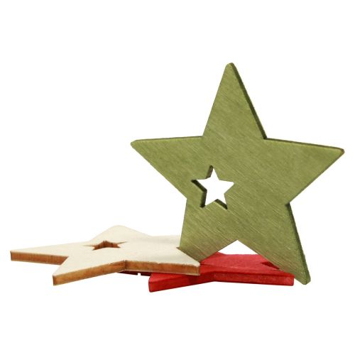 daiktų Papuošimas išbarstytas Kalėdų medžio žvaigždės raudona natūrali žalia 5cm 72psl