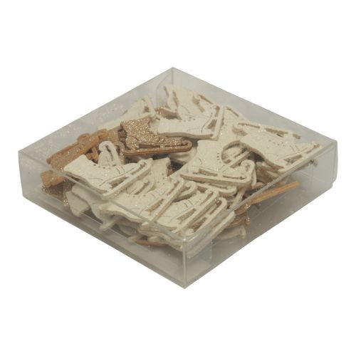 daiktų Taškinė dekoracija žiemos dekoracija medinės pačiūžos blizgučiai 4x3,5cm 72 vnt