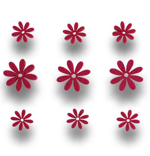 Floristik24 Rožinės spalvos veltinio gėlių rinkinys 96vnt