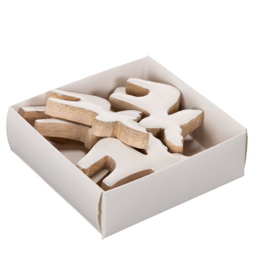 Medinė briedžio dekoratyvinė figūrėlė, stovinti, kalėdinė dekoracija, 6 cm, 8 dalys | Floristik24.lt
