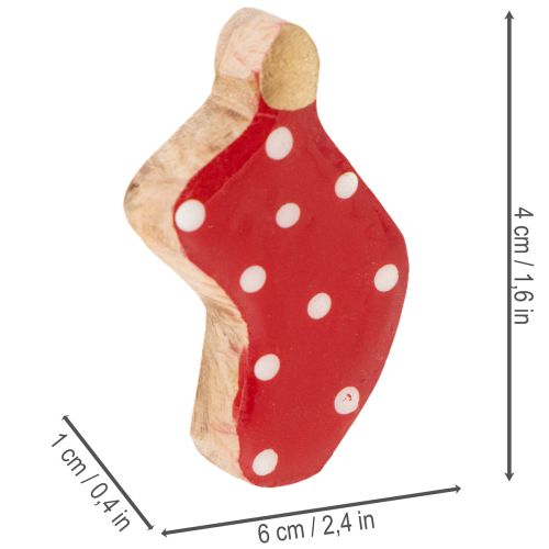 Kalėdinės stalo dekoracijos – taškuotos kojinės, 6 cm, 8 vnt. | Floristik24.lt