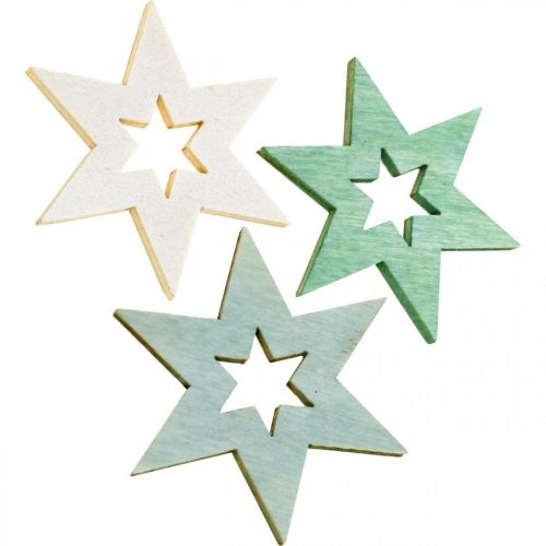 daiktų Medinės žvaigždės deko pabarstukai Christmas Green H4cm 72p