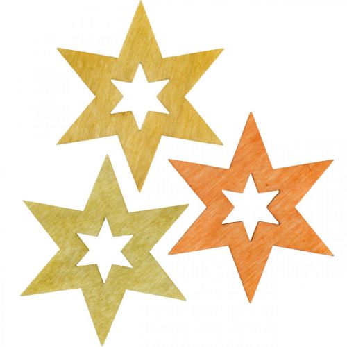 Floristik24 Medinės žvaigždės deko pabarstukai Kalėdinis apelsinas H4cm 72p