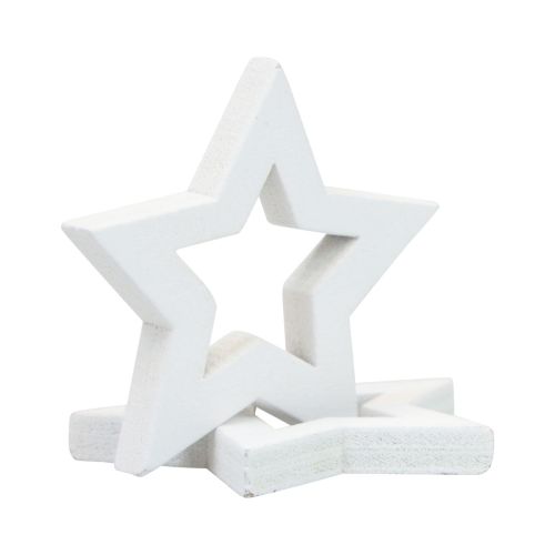 Floristik24 Papuošimas išbarstytas Kalėdų žvaigždės baltos medinės žvaigždės Ø4cm 54vnt