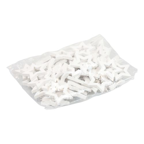 Floristik24 Papuošimas išbarstytas Kalėdų žvaigždės baltos medinės žvaigždės Ø4cm 54vnt