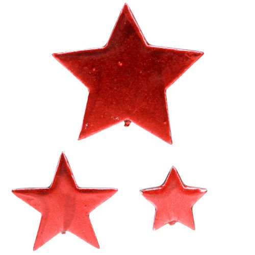 Raudonųjų žvaigždžių dekoras sklaidymui Ø3/5/7cm – 2 pasirinkimas – 44 vnt.