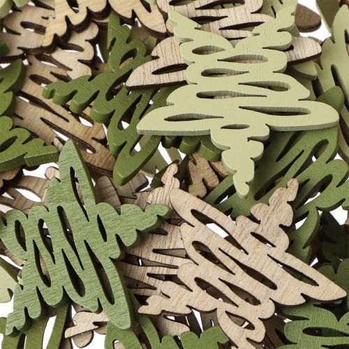 daiktų Išmėtytos detalės žvaigždės gamtos žalia kalėdinė mediena Ø4cm 72 vnt