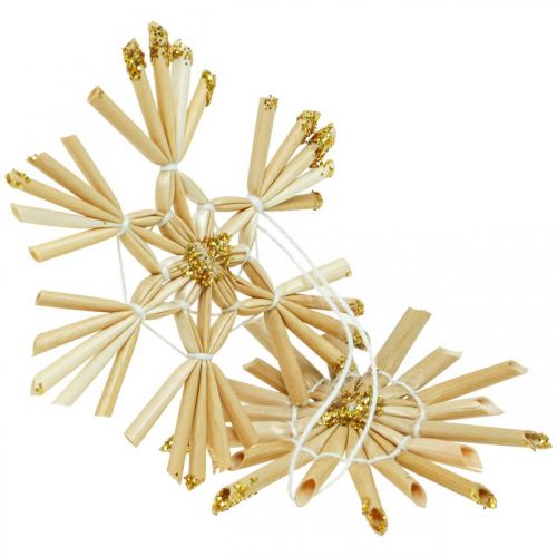 daiktų Straw Stars Glitter Gold Rinkinys Kalėdų dekoracijos Ø6cm 24vnt