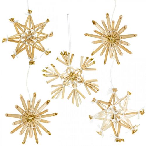 Straw Stars Glitter Gold Rinkinys Kalėdų dekoracijos Ø6cm 24vnt