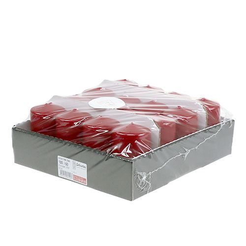 Floristik24 Stulpinė žvakė 100/60 sena raudona 16 vnt