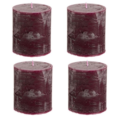daiktų Stulpinės žvakės bordo spalvos žvakės vienspalvės 70×80mm 4 vnt