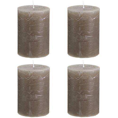 daiktų Stulpinės žvakės rudos vientisos spalvos 70x100mm 4 vnt
