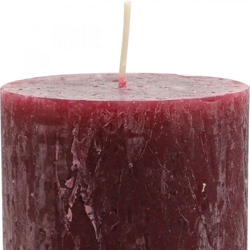 daiktų Vienspalvių žvakių stulpai Rustic Burgundy 80×110mm 4 vnt
