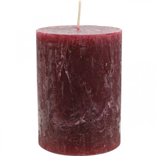 Floristik24 Vienspalvių žvakių stulpai Rustic Burgundy 80×110mm 4 vnt