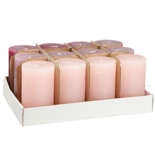 daiktų Stulpinės žvakės vienspalvės 3 spalvos Uoga 70×120mm 12 vnt
