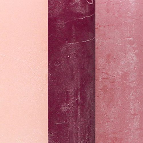 daiktų Stulpinės žvakės vienspalvės 3 spalvos Uoga 70×80mm 12 vnt