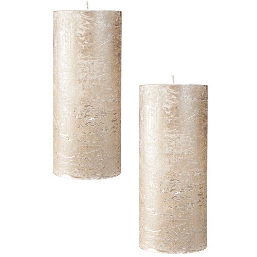 daiktų Stulpinės žvakės vienspalvio šviesaus aukso 85×200mm 2 vnt