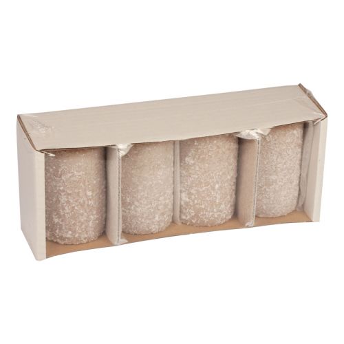 Floristik24 Stulpinės žvakės Kalėdinės žvakės smėlio spalvos 60×100mm 4 vnt