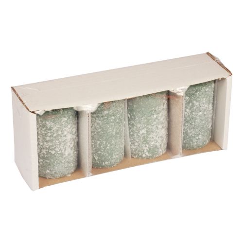 Floristik24 Stulpinės žvakės žieminės Kalėdinės žvakės žalios 60×100mm 4vnt