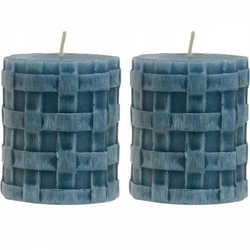 Floristik24 Stulpinės žvakės Rustic Blue 80/65 Žvakės rustic 2 vnt