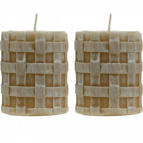 Floristik24 Stulpinės žvakės Rustic Brown 80/65 žvakės kaimiškas žvakių dekoravimas 2 vnt