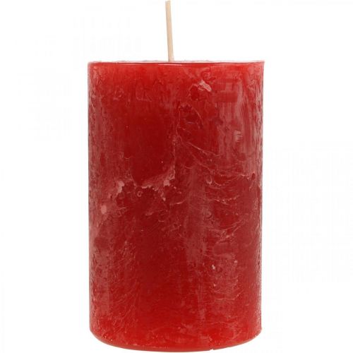 Stulpinės žvakės Rustic Colored Advento žvakės raudonos 70/110mm 4vnt
