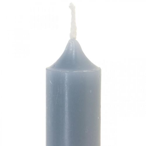 Stulpinės žvakės šviesiai mėlynos, trumpos, Ø2,2cm, H11cm, 6 vnt