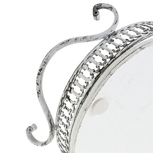 daiktų Padėklas su rankenomis ovalios 23cm x 17,5cm H7,5cm baltas