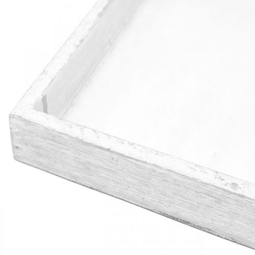 Floristik24 Dekoratyvinis padėklas baltas kvadratinis medinis stalo dekoravimas vintažinis 19×19cm