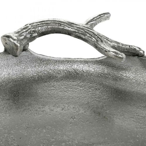 Floristik24 Dekoratyviniai padėkliukai elnio ragai sidabriniai aliuminio apvalūs Ø30cmH4.5cm